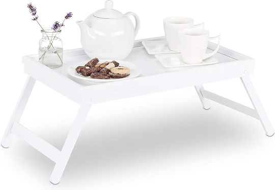 Relaxdays Bambus Dreptunghiular Tavă de Pat Antiderapant din Bamboo în Culoare Alb 64x31x22cm 10023234 1buc