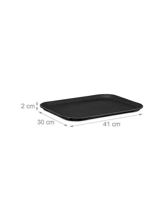 Relaxdays Plastic Rectangular Serving Tray Non-slip in Black Color 41x41x30cm 10043123 1pcs