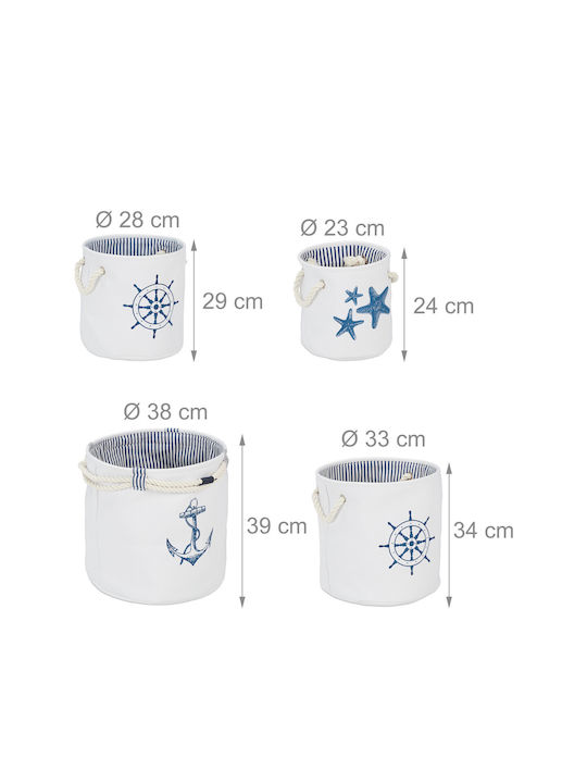Relaxdays Storage Basket Fabric Blue 4pcs
