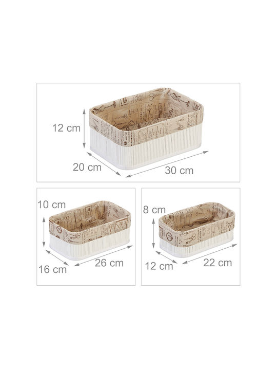 Relaxdays Aufbewahrungskorb Bamboo Beige 3Stück