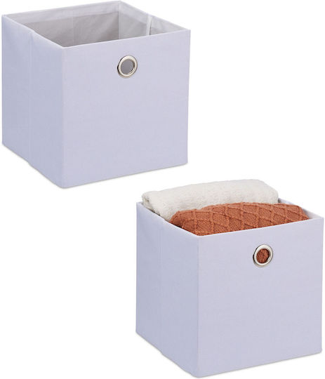 Relaxdays Coș de Depozitare Tesatura Alb 27lt 2buc Relaxdays Coș de Depozitare Tesatura Alb 27lt 2buc