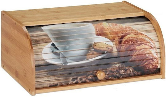 Relaxdays Cutie de pâine cu capac din bambus Bej 40x27x17cm