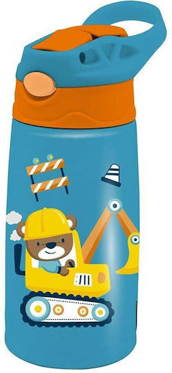 Must Team Kids Water Bottle Thermos Dinosaur Stainless Steel With Straw Pink 400ml