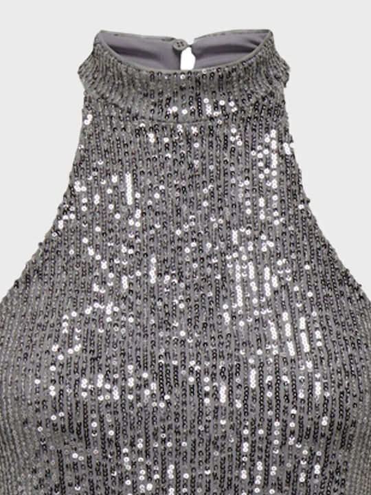 Mini Evening Silver Dress