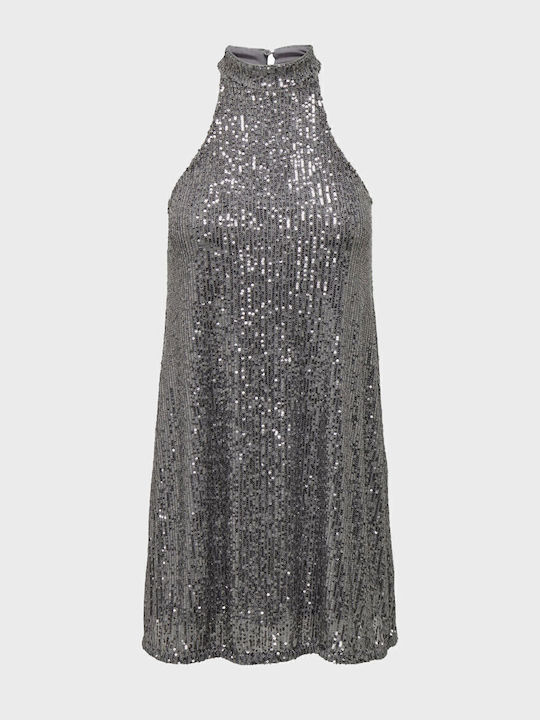 Mini Evening Silver Dress