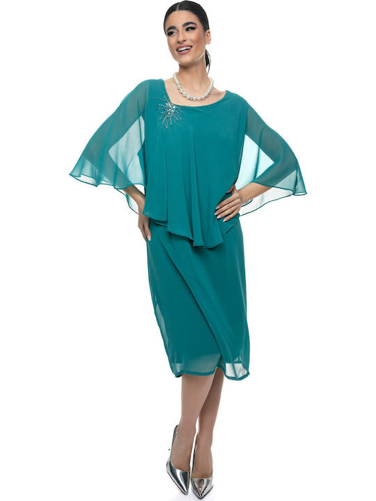 Airy Summer Midi Dress for Wedding Christening Green
