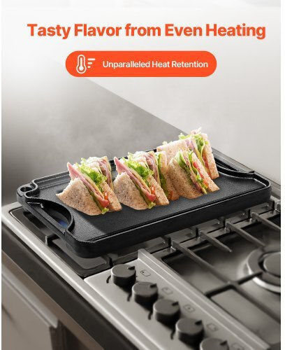 Vevor Fontă Grătar de Gătit Non-Stick - Antiaderent 35.56cmx21.59cmcm.