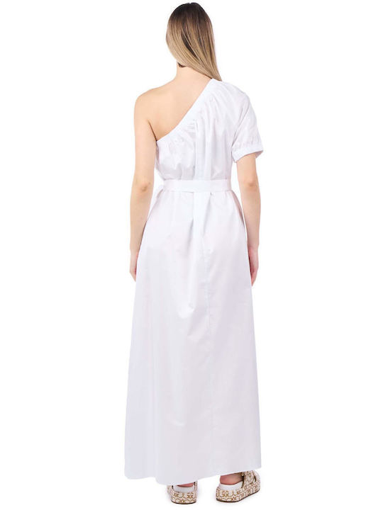 Collectiva Noir Satin Evening Dress White Collectiva Noir Satin Evening Dress White