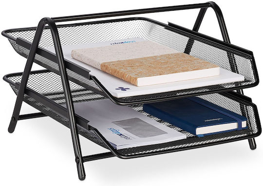 Document Holder Organizer 2 Detachable Compartments Made Steel Black