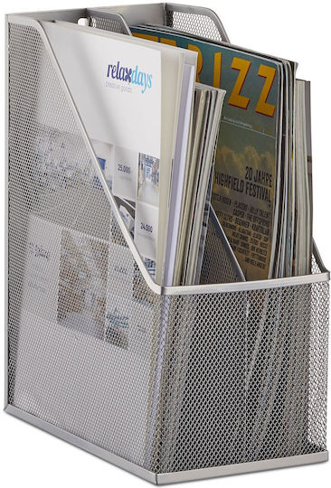 Dokumentenhalter 2 Fächer Metall Silber 31,5 x 14,3 x 25 cm