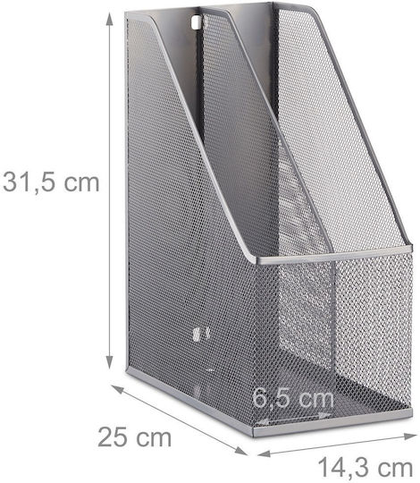 Dokumentenhalter 2 Fächer Metall Silber 31,5 x 14,3 x 25 cm