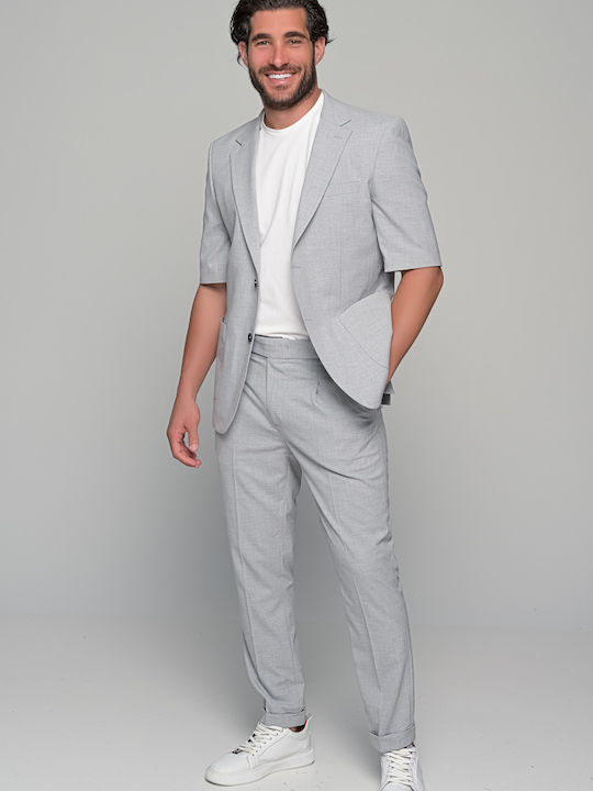 Prestigio Men's Summer Suit Slim Fit Grey