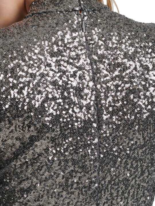 Dress Mini Abendkleid mit Transparenz Silber