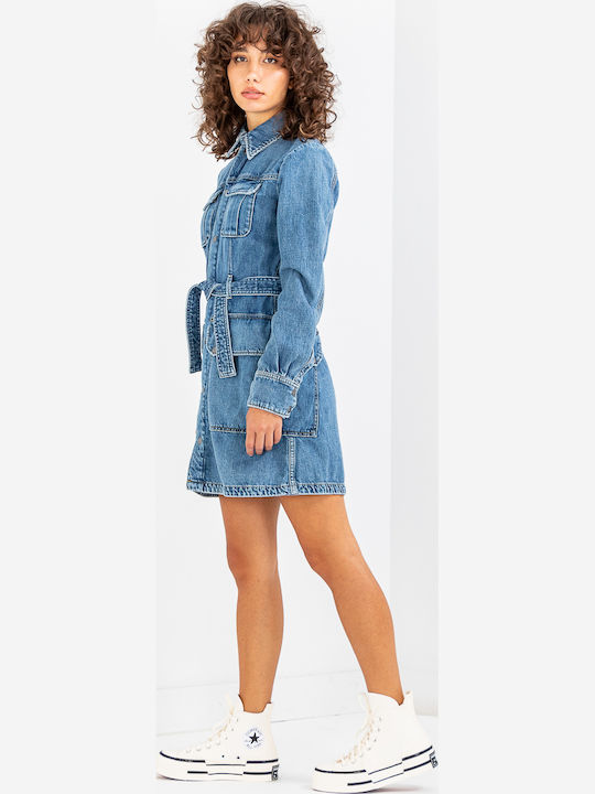 Mini Hemdkleid Kleid Blau