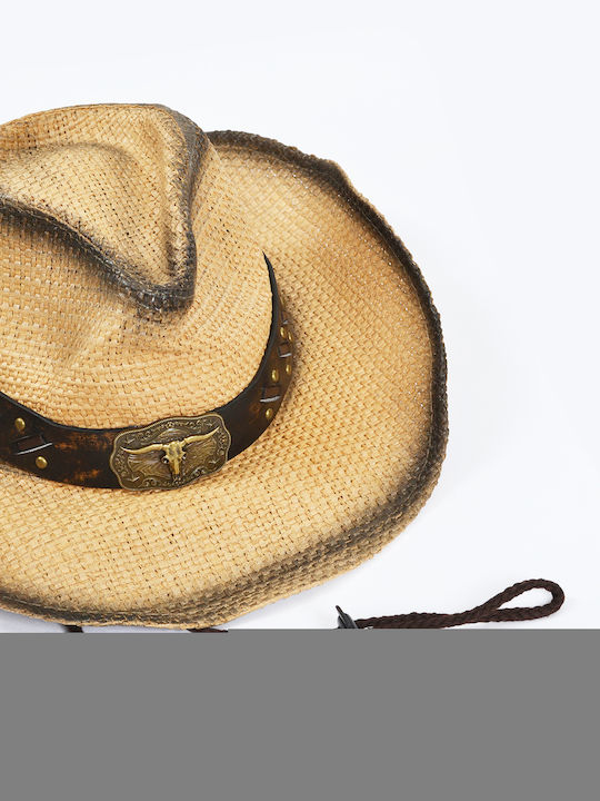 Mat Fashion Дамско Сламено Western шапка Кафяво