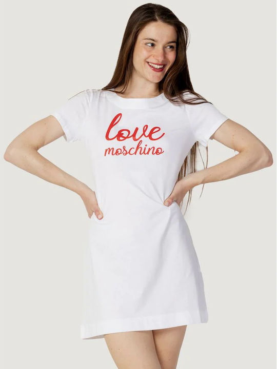 Sommer Mini T-Shirt Kleid Weiß