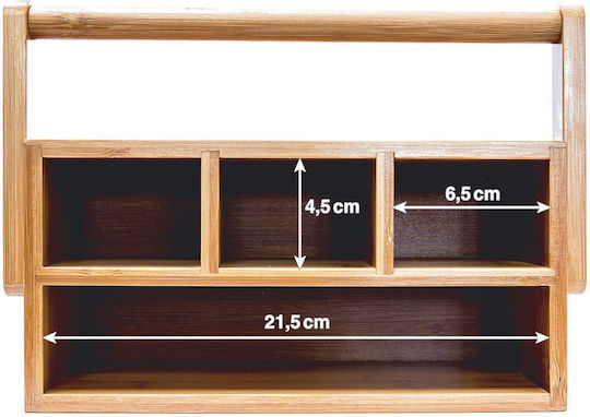 Organizator birou 4 compartimente mâner flexibil din bambus 20 X 25 X 11.5 cm