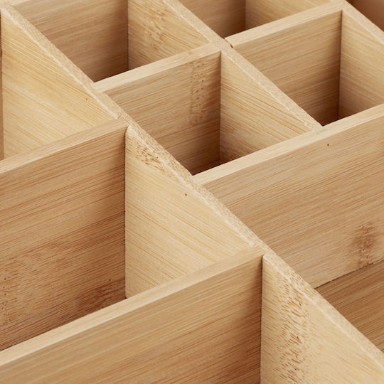 Schreibtisch-Kosmetik-Organizer 9 Fächer Verschiedene Größen Bambus 9 x 33 x 21 cm