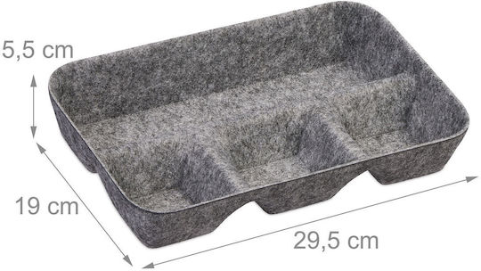 Desk Drawer Organizer Gray Made Fabric 5.5 X 29.5 X 19 Cm