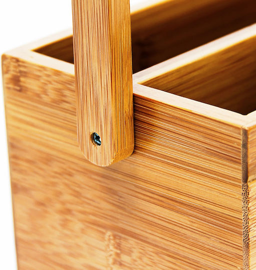 Organizator birou 4 compartimente mâner flexibil din bambus 20 X 25 X 11.5 cm