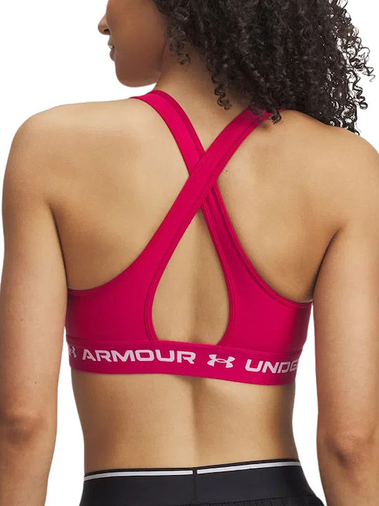 Crossback Mid Bra Women's Bra without Padding Fuchsia, White