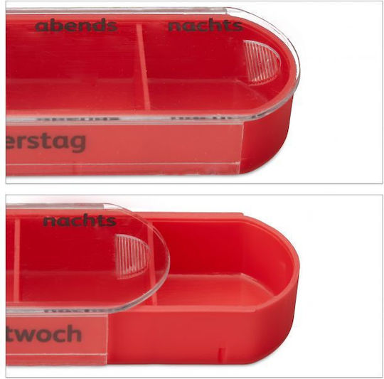 Cutie Pills Weekly Medication Organizer Relaxdays Detachable Containers 4 Compartments White Red 13 X 11.5 X 4.5 Cm