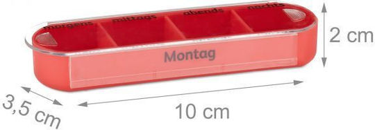 Cutie Pills Weekly Medication Organizer Relaxdays Detachable Containers 4 Compartments White Red 13 X 11.5 X 4.5 Cm
