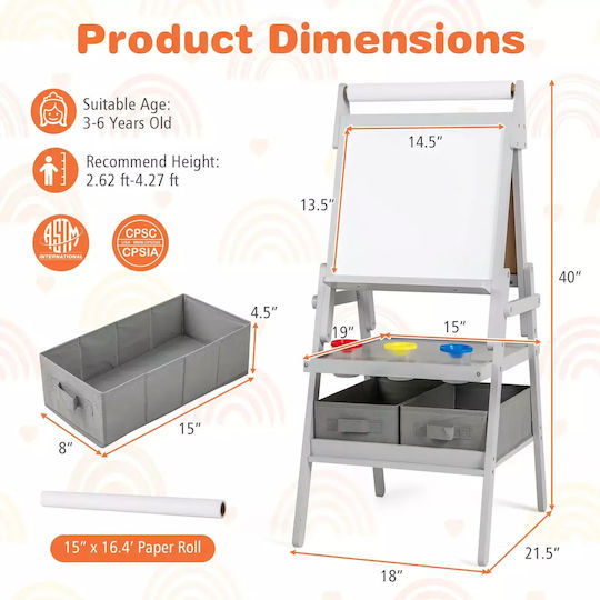 Costway Kids Magnetic Board / Markerboard 34.3x34.3x101.6cm