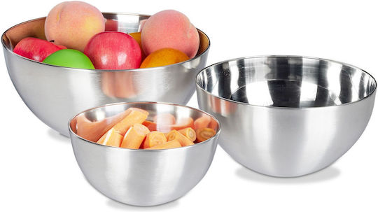Relaxdays Bol de Servire Rotund Inox Gri 3buc Relaxdays Bol de Servire Rotund Inox Gri 3buc