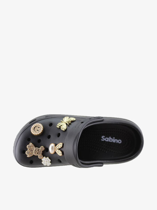 Sabino Damen Clogs Schwarz