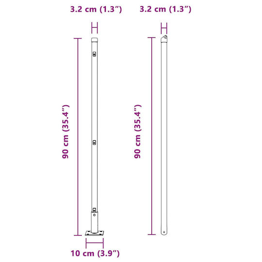vidaXL Draht für Gartenzaun aus Kunststoff 3.2x3.2x90cm 1Stück Gray