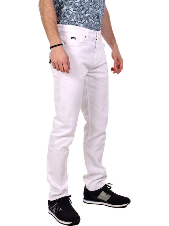 Men's Slim Fit White Jeans Pants