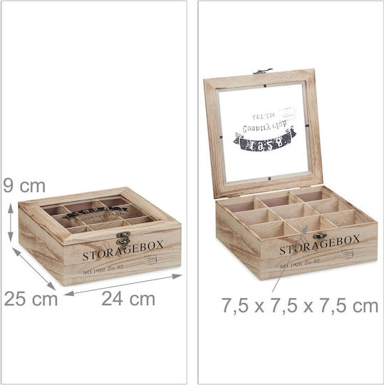 Relaxdays Hölzernes Aufbewahrungsbox mit Deckel Beige 9x24x25cm 1Stück