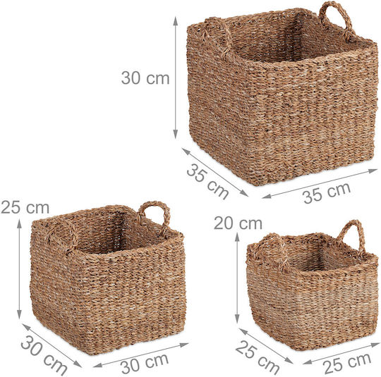 Relaxdays Plastic Storage Box with Lid Brown 3pcs