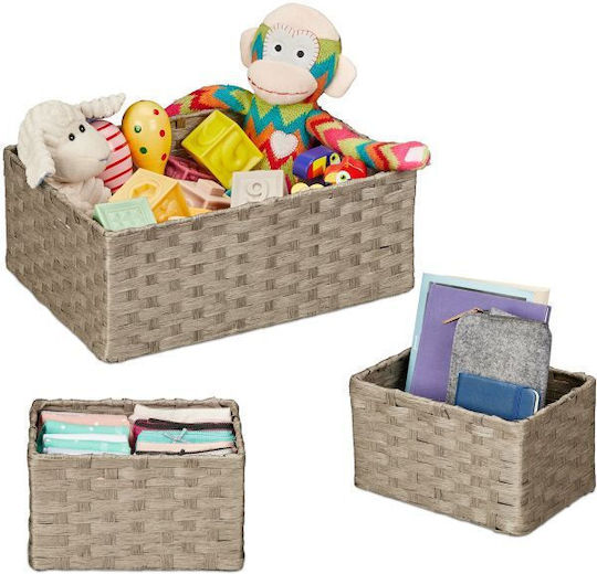 Relaxdays Plastic Cutie de Depozitare cu Capac Gri 3buc
