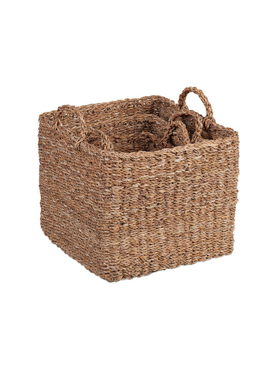 Relaxdays Plastic Cutie de Depozitare cu Capac Maro 3buc
