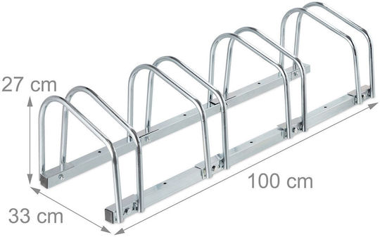 Стойка за 4 велосипеда 27 X 100 X 33 см сребриста Relaxdays