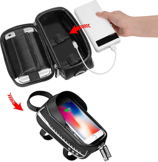 Suport Telefon Bicicletă Maxim 7 inci Impermeabil Monzana Negru Suport Power Bank Căști 20x11.5x11 Cm