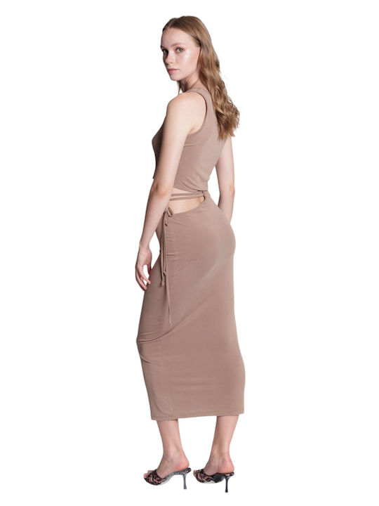 Καλοκαιρινό Midi Φόρεμα Taupe