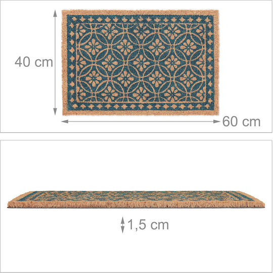 Relaxdays Covor de Intrare din Cocos cu Suport Antiderapant Multicolor 60x40buc
