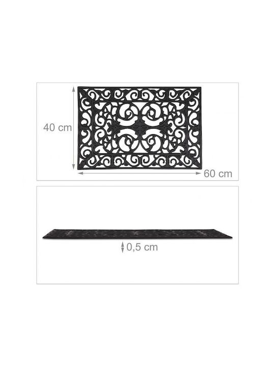 Relaxdays Covor de Intrare Antiderapant din Cauciuc Negru 60x40buc Grosime 5mm