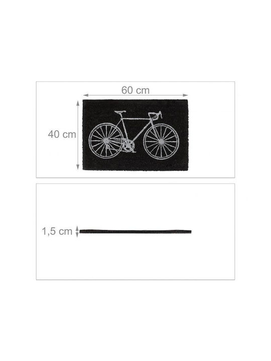 Relaxdays Covor de Intrare din Cocos cu Suport Antiderapant Negru 60x40buc Grosime 15mm