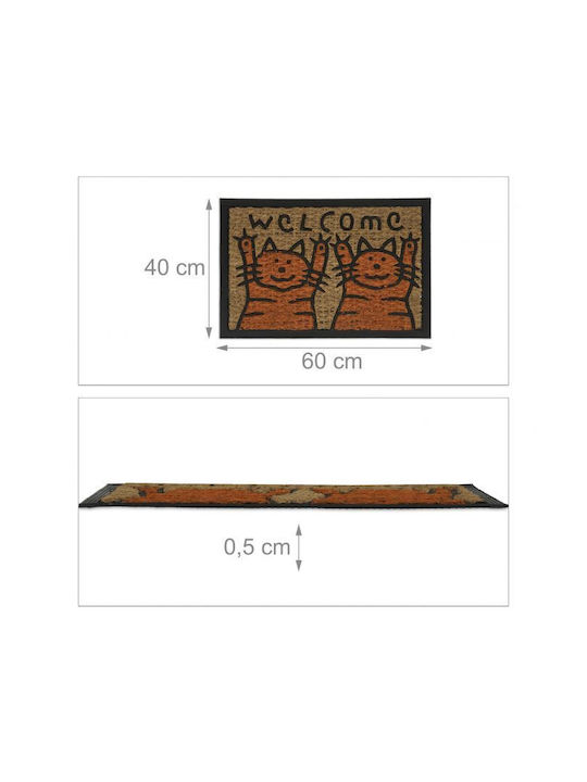 Relaxdays Covor de Intrare din Cocos cu Suport Antiderapant Multicolor 60x40buc Grosime 15mm