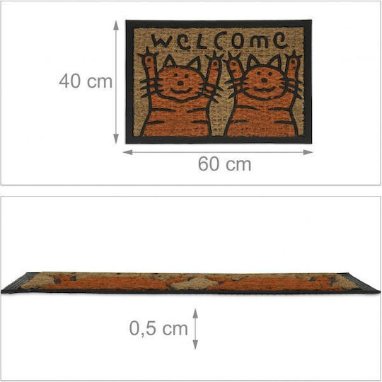 Relaxdays Covor de Intrare din Cocos cu Suport Antiderapant Multicolor 60x40buc Grosime 15mm