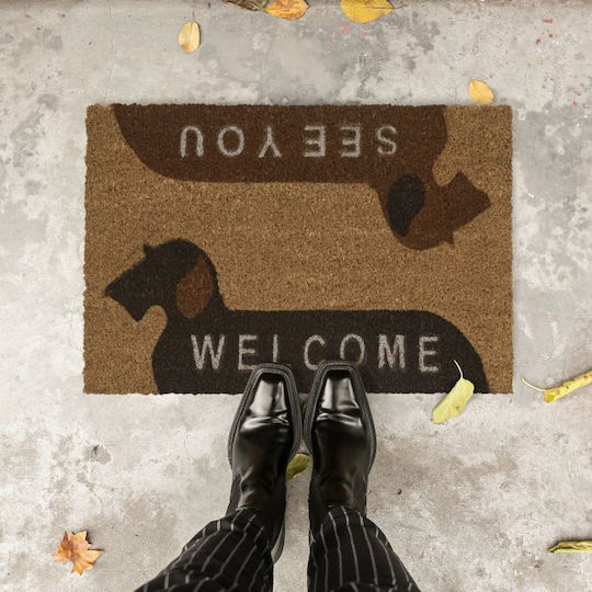 Relaxdays Entrance Mat made of Coir with Anti-slip Backing Multicolour 60x40cm Thickness 15mm