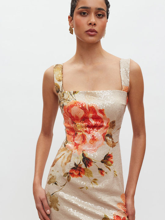 Summer Mini Evening Dress Beige