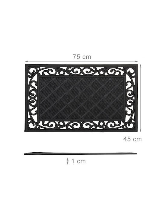 Relaxdays Covor de Intrare Antiderapant din Cauciuc Negru 75x45buc Grosime 10mm