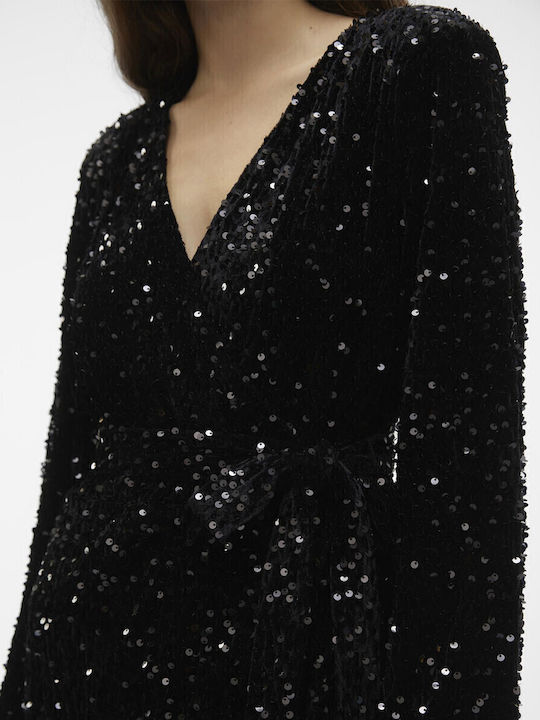 Mini Evening Dress Wrap Black