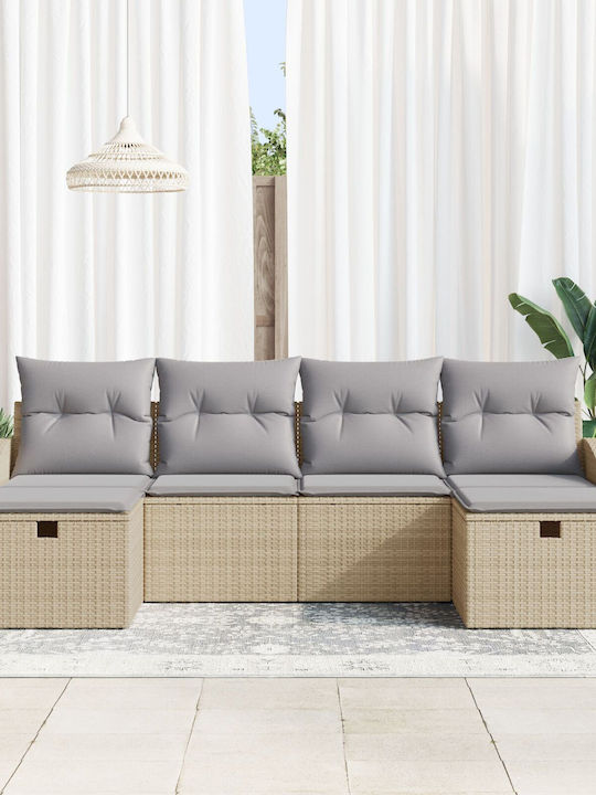 Wohnzimmer Ecksofa Außenbereich Rattan mit Kissen 55x62x69cm