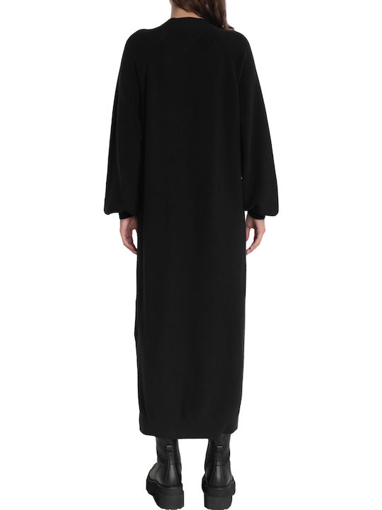 Rochie Midi Tricotată Cu Deschizătură Neagră